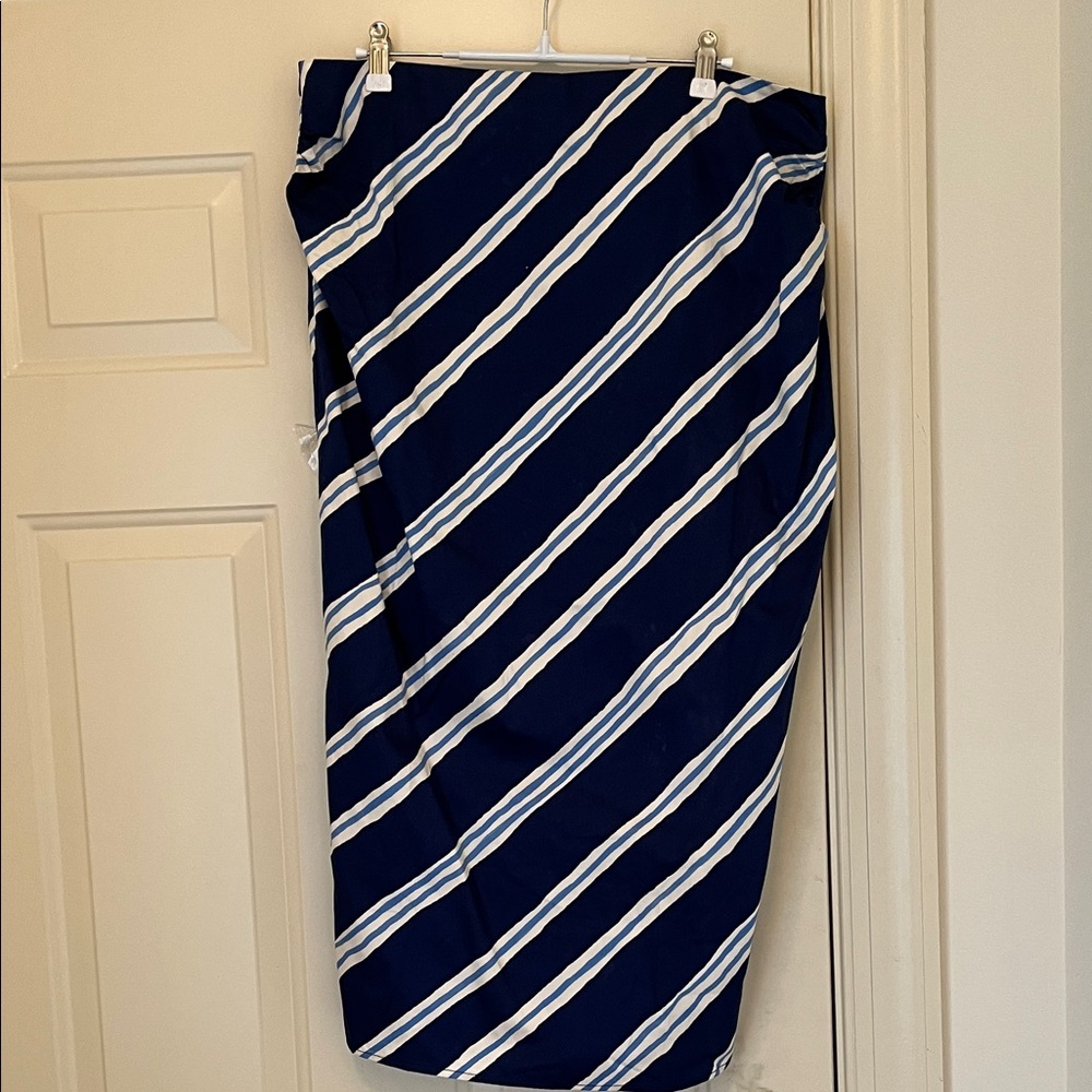 Mango Blue & White Slit Striped Skirt/NWT/12 - Picture 7 of 16